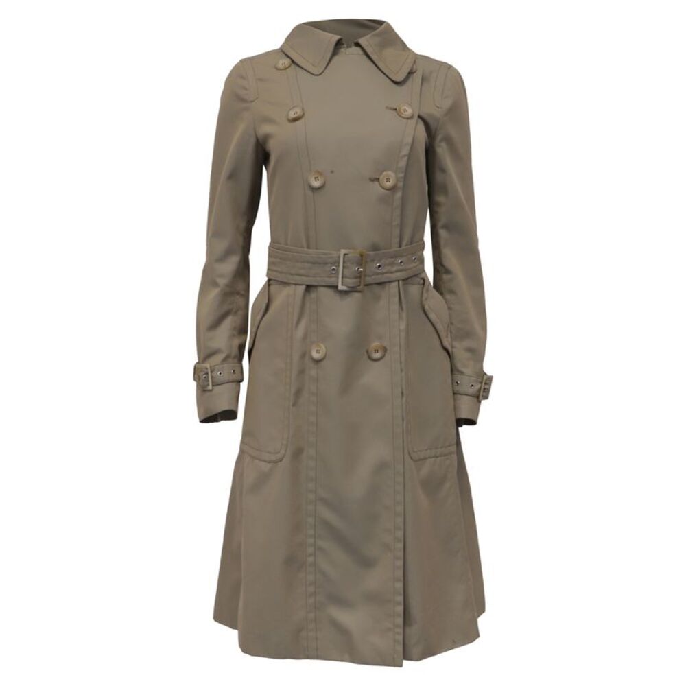 Max Mara Double Breasted Coat in Beige Cotton